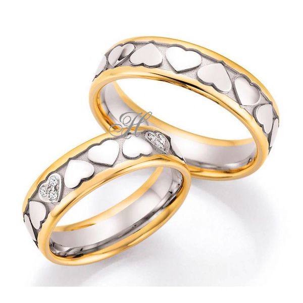 Aliança de Casamento Love Corações Eternos História de um Amor Único - Ouro 18k - Diamante