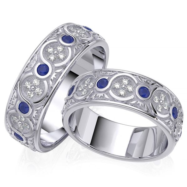 Aliança em Ouro 18K com Diamante e Pedras Naturais