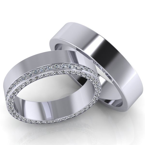 Aliança de Casamento Cravejada com Diamantes 
