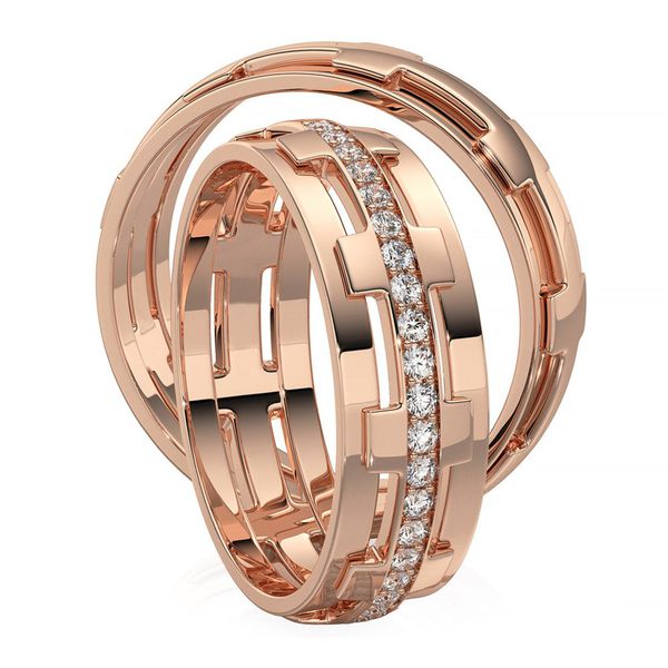 Aliança de Casamento Harmonia Eterna de União Trabalhada com Diamantes - Ouro 18k