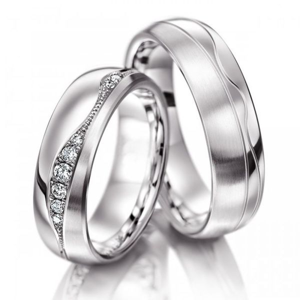 Aliança de Casamento Ondas de Amor em Ouro 18k Com Diamantes Maceio - 6,0 Milímetros