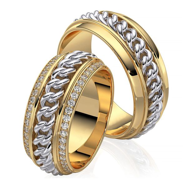 Aliança de Casamento Expressão Silenciosa do Amor Eterno em Ouro 18k Corrente com Diamantes