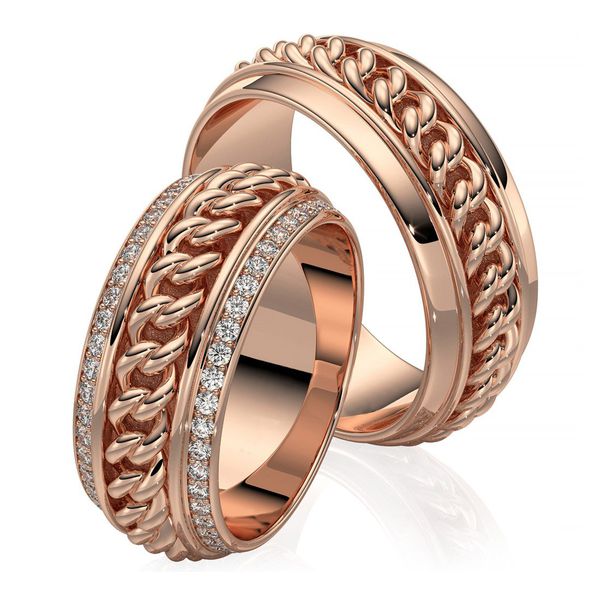 Aliança de Casamento Expressão Silenciosa do Amor Eterno em Ouro 18k Corrente com Diamantes