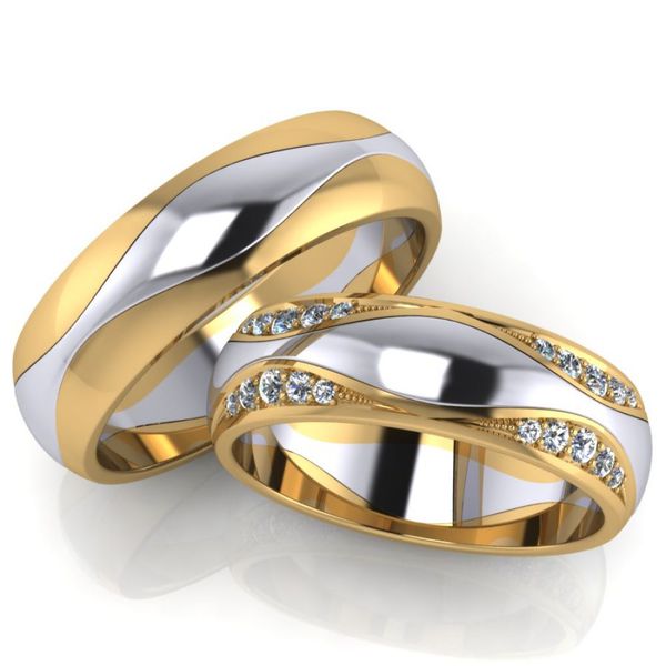 Aliança de Casamento - Bodas de Prata Ouro 18k 