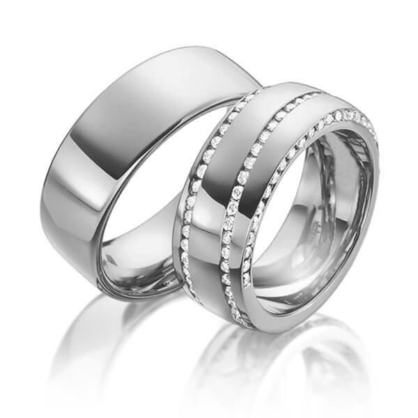 Aliança Radiância Eterna em Ouro 18k Cravejada com Diamantes 