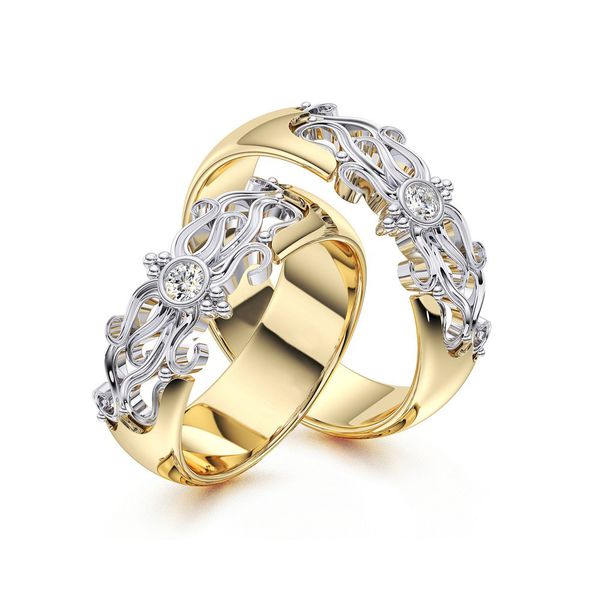 Alianças Arabescos Encantadores - Diamante de 10 Pontos