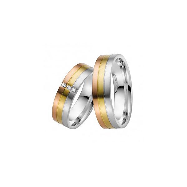 Aliança de Bodas Tricolor em Ouro 18k 