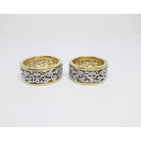Alianças de Casamentos Toda Trabalhada em Arabescos e Diamantes em Ouro 18k - 9,5 Milímetros - Ouro 18k