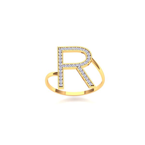Anel em Ouro 18k Personalizado com Inicial cravejada