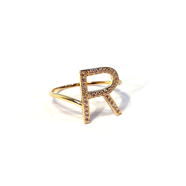 Anel em Ouro 18k Personalizado com Inicial cravejada