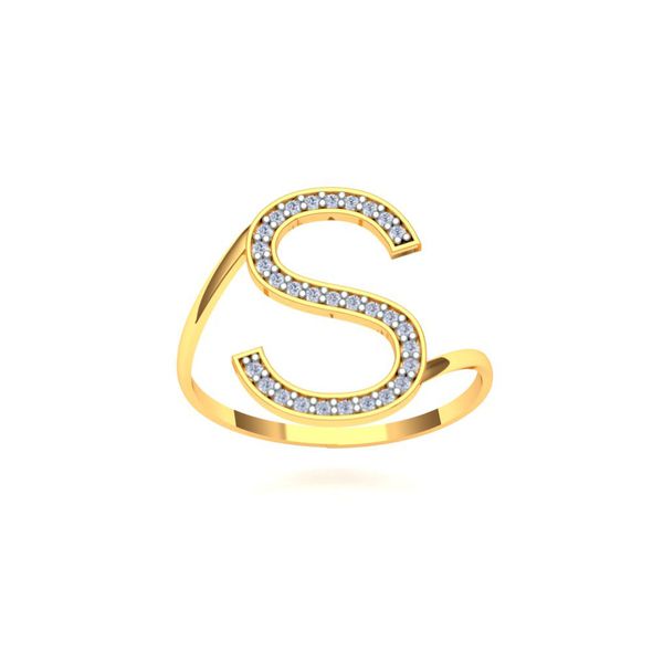 Anel em Ouro 18k Personalizado com Inicial cravejada