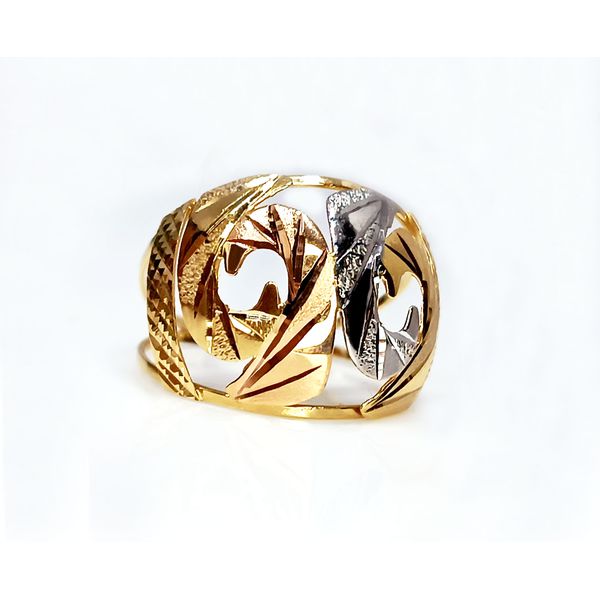 Anel em Ouro 18k Tricolor Diamantado