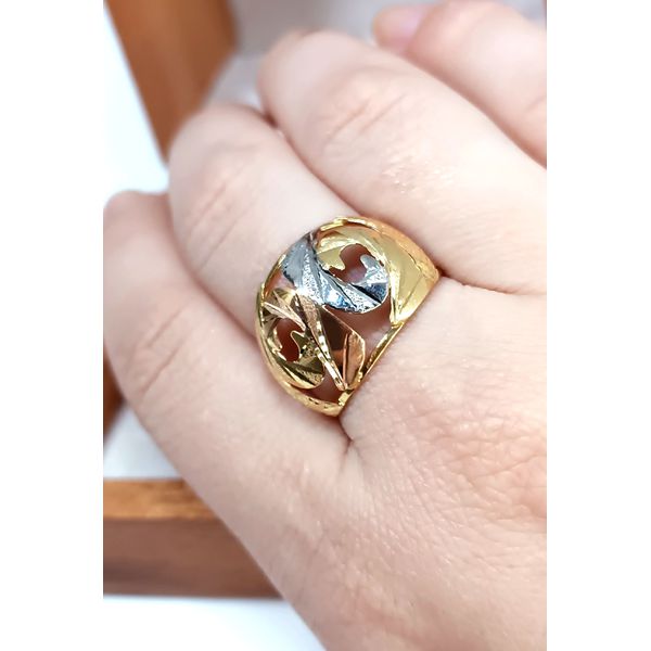 Anel em Ouro 18k Tricolor Diamantado