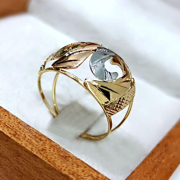 Anel em Ouro 18k Tricolor Diamantado