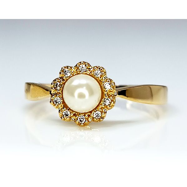 Anel em Ouro 18k Personalizado Redondo com Pérola 