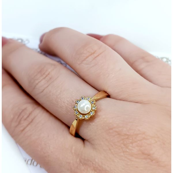 Anel em Ouro 18k Personalizado Redondo com Pérola 