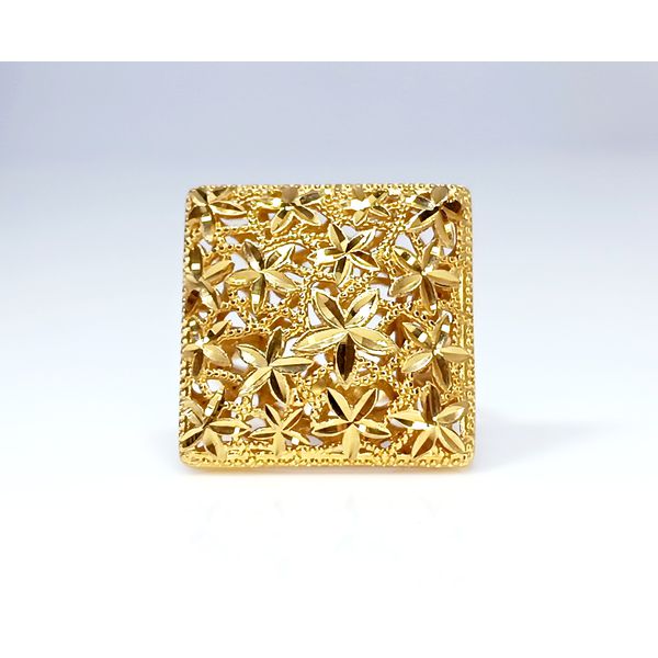 Anel Quadrado Trabalhado - Ouro 18k 750