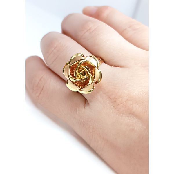 Anel em Ouro 18k Personalizado com Flor em Ouro Rosê