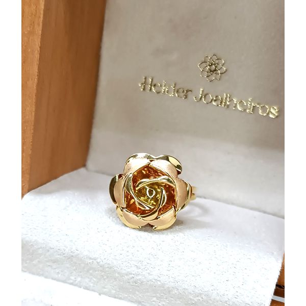 Anel em Ouro 18k Personalizado com Flor em Ouro Rosê