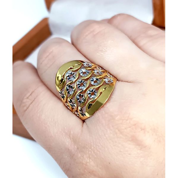 Anel em Ouro 18k Amarelo e Branco Diamantado