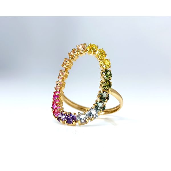 Anel em Ouro 18k 750 Redondo Vazado com Pedras