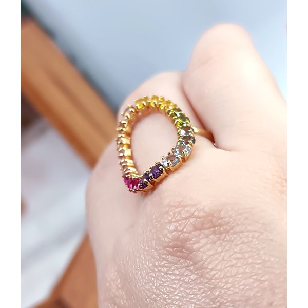 Anel em Ouro 18k 750 Redondo Vazado com Pedras