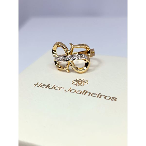 Anel em Ouro 18k Personalizado Infinito com Diamantes