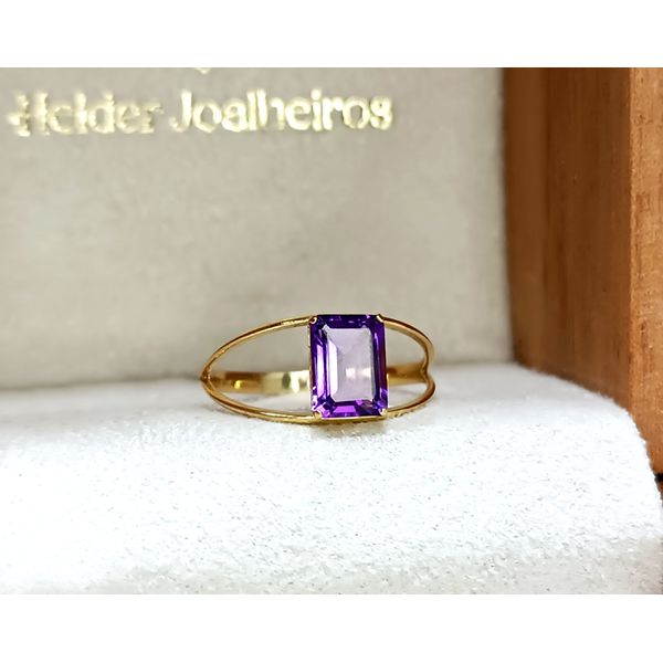 Anel em Ouro 18k Personalizado com a Pedra de Ametista 