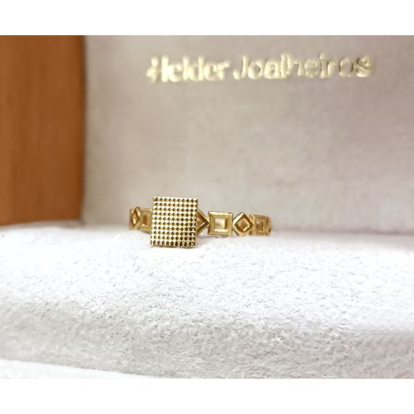 Anel em Ouro 18k Personalizado Quadrado e Desenhado com Formas Geométricas