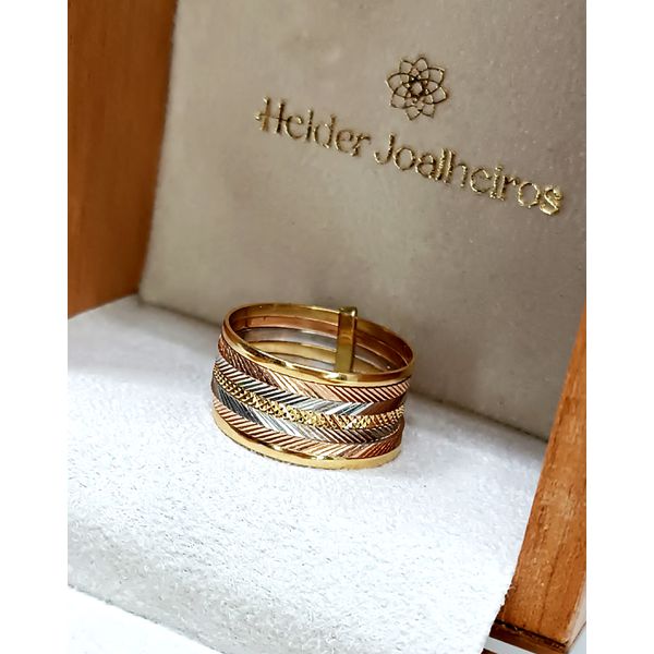 Aliança em Ouro 18k 7 Fios Personalizada Tricolor