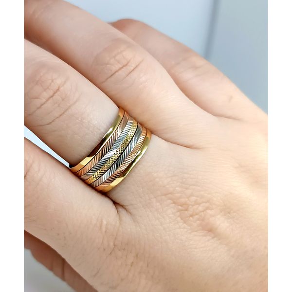 Aliança em Ouro 18k 7 Fios Personalizada Tricolor