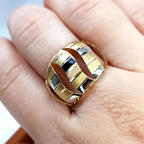 Anel em Ouro Amarelo, Branco e Rosê 18k Tricolor Diamantado