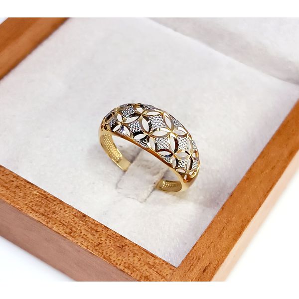 Anel em Ouro Amarelo e Branco 18k Diamantado