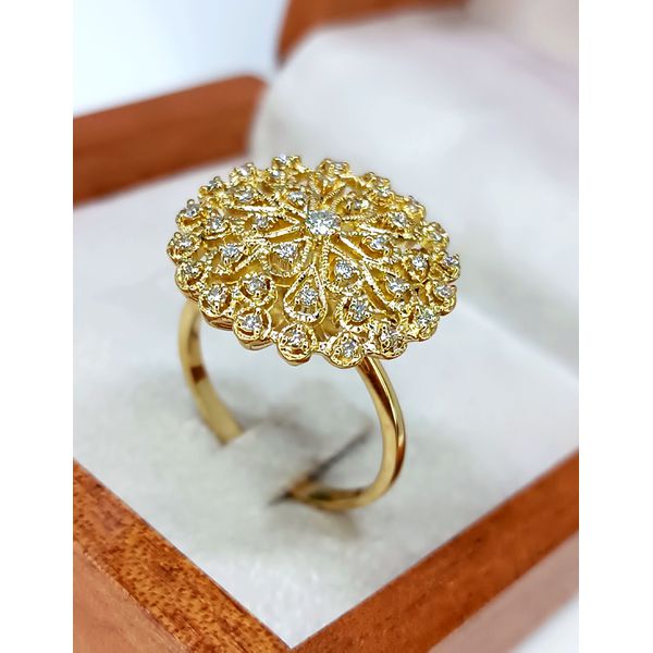 Anel em Ouro 18k Chuveiro Cravejado com Diamantes 