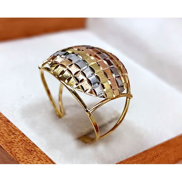 Anel em Ouro 18k Tricolor Diamantado