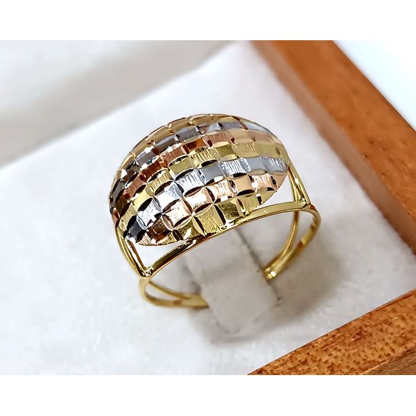 Anel em Ouro 18k Tricolor Diamantado