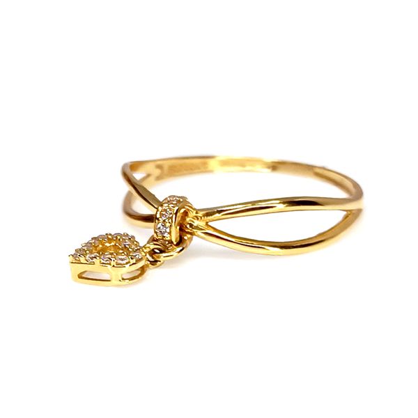 Anel em Ouro 18k Pingente Coração Cravejado