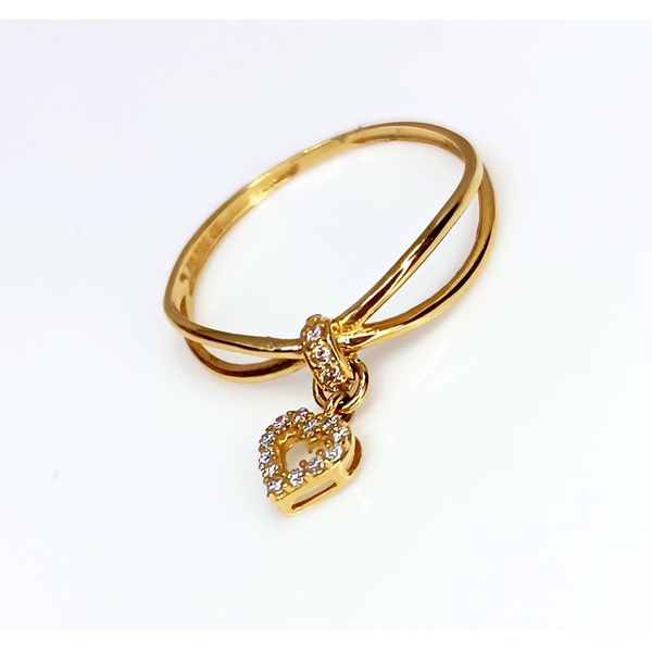 Anel em Ouro 18k Pingente Coração Cravejado