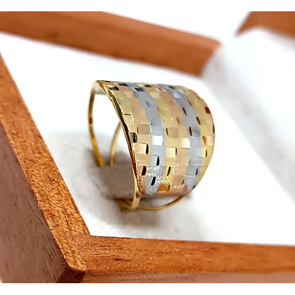 Anel em Ouro 18k Tricolor Diamantado