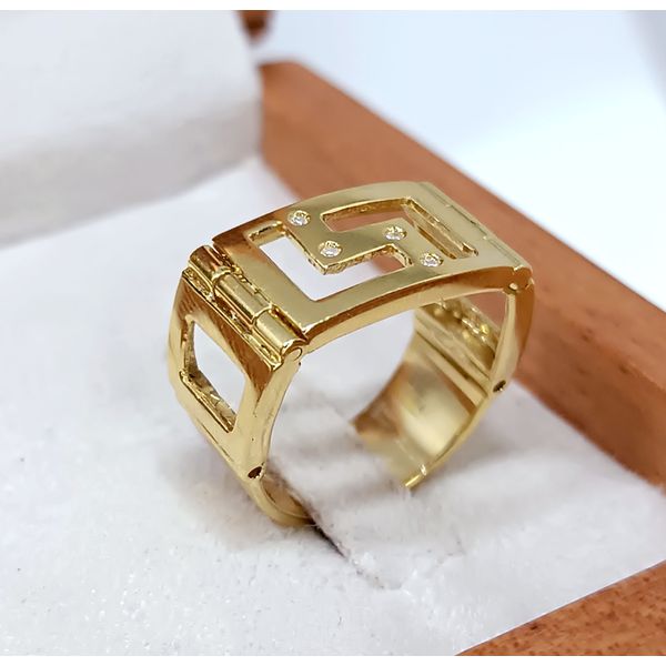 Anel em Ouro 18k Quadrado com Diamante