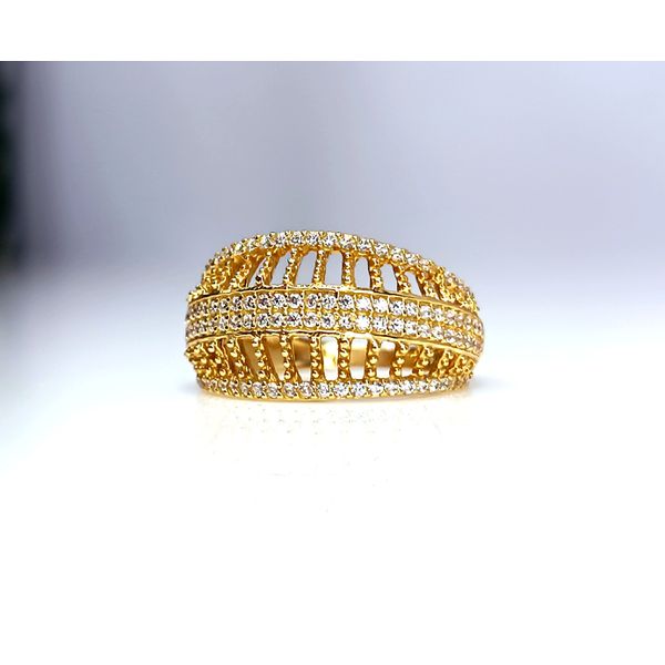 Anel em Ouro 18k Cravejado e Abaulado