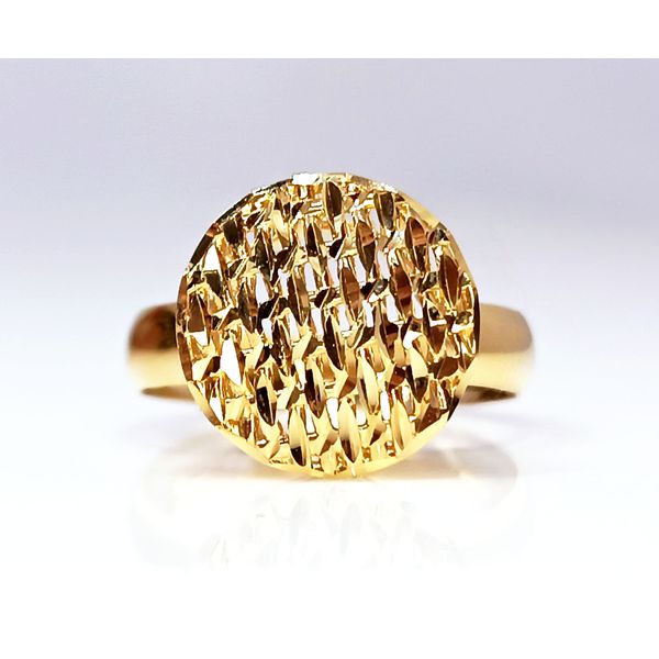 Anel em Ouro 18k Trabalhado e Diamantado 