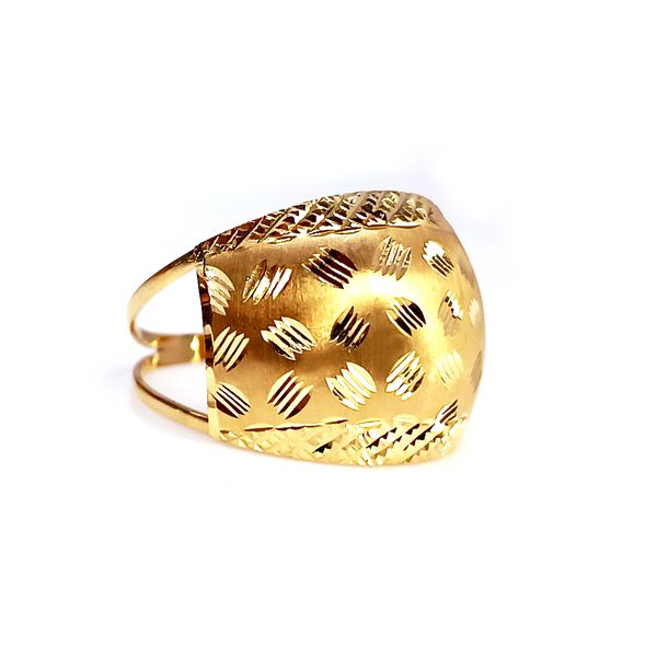 Anel em Ouro 18k Fosco e Diamantado Largo