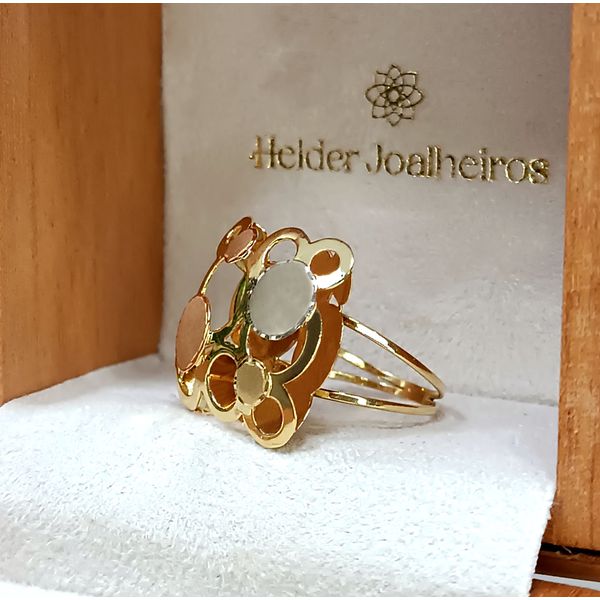 Anel em Ouro 18k Tricolor Trabalhado