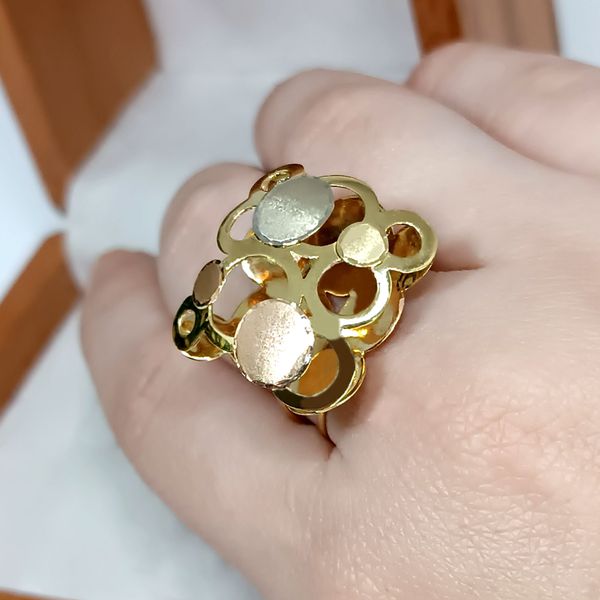 Anel em Ouro 18k Tricolor Trabalhado