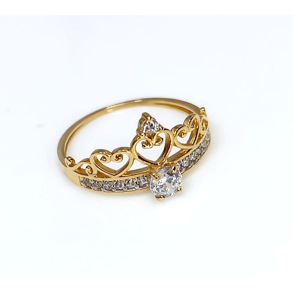 Anel em Ouro 18k Coroa Cravejada Coração