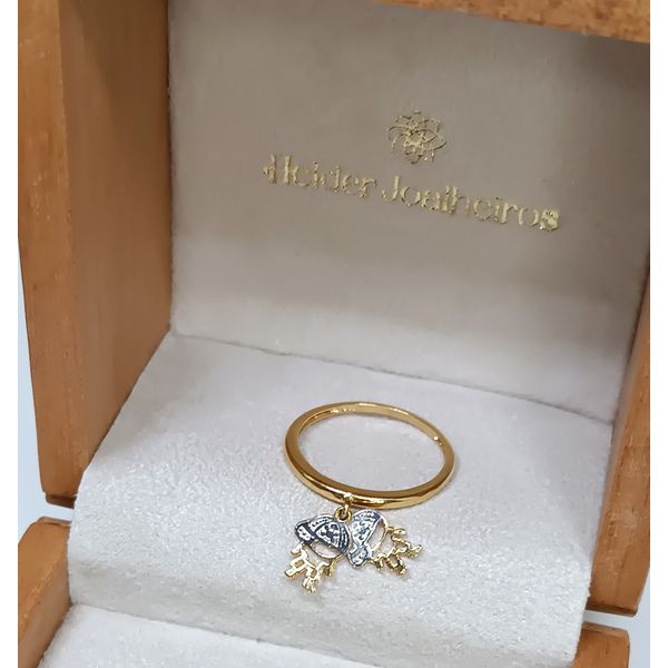 Anel em Ouro 18k Amarelo e Branco com Pingentes Meninos 