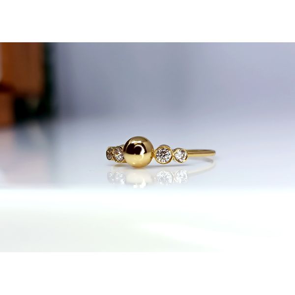 Anel em Ouro 18k Bolinha e Ponto de Luz