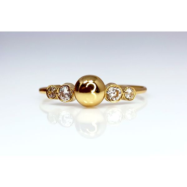 Anel em Ouro 18k Bolinha e Ponto de Luz