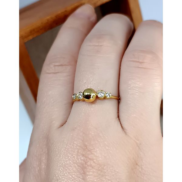 Anel em Ouro 18k Bolinha e Ponto de Luz